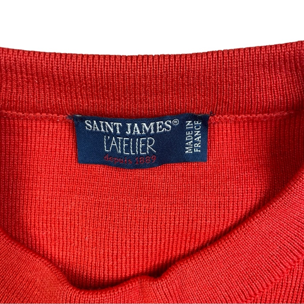 Saint James L' Atelier 100% Wool Color Block Navy Blue Red Women Sweater Size 6 - Picture 5 of 16